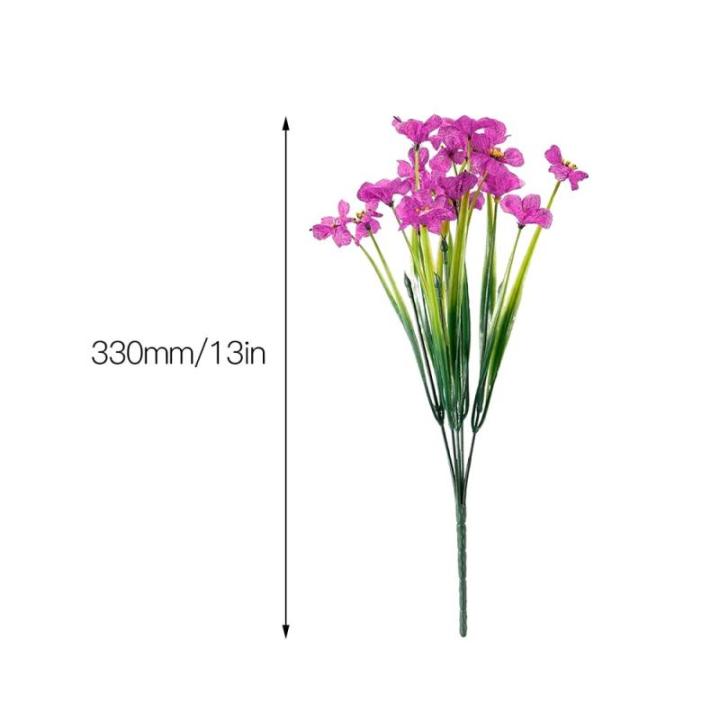 struiken, 12 bundels plastic bloemen voor buiten, kunstmatige viooltjes voor tuindecoratie, woondecoratie, vaas, tafelstuk (Fuchsia)