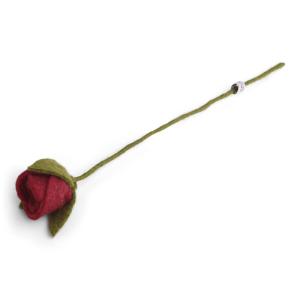 Handvilten rozen - van vilt (per stuk) - vilten roos - vilten bloemen - handgemaakt - Fair Trade (rood (1 stuk))
