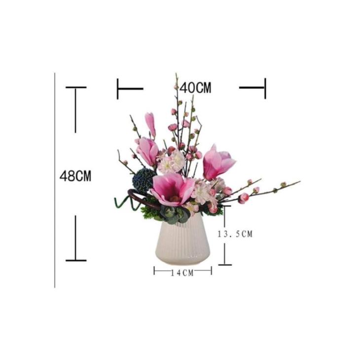 Kunstblumen Europäisches Seidenblumenarrangement in Einer Keramikvase – künstliche Blumendekoration für das Wohnzimmer, künstliches Blumenarrangement für jeden Anlass