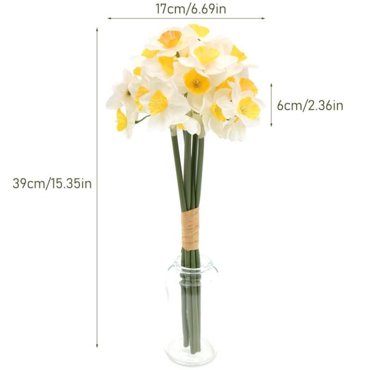 6 stuks kunstmatige narcissen, nep zijden bloemen nep narcissen herfst voor balkon tuin huis woonkamer doe-het-zelf bloemstuk