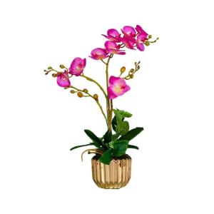 Kunstblumen Künstliches Blumenset, Seidenorchideenblumen, künstliche Bonsai-Kunstblumen-Phalaenopsis-Dekoranordnung in Goldener Vase für jeden Anlass