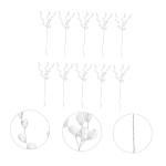 50 Stück Simulierte dreizackige Brautstrauß pflücken Kranzmaterial selber Machen Artificial sztuczne kwiaty Blumenstiel mit Acrylperlen DIY Krone versorgung Eisen Weiß