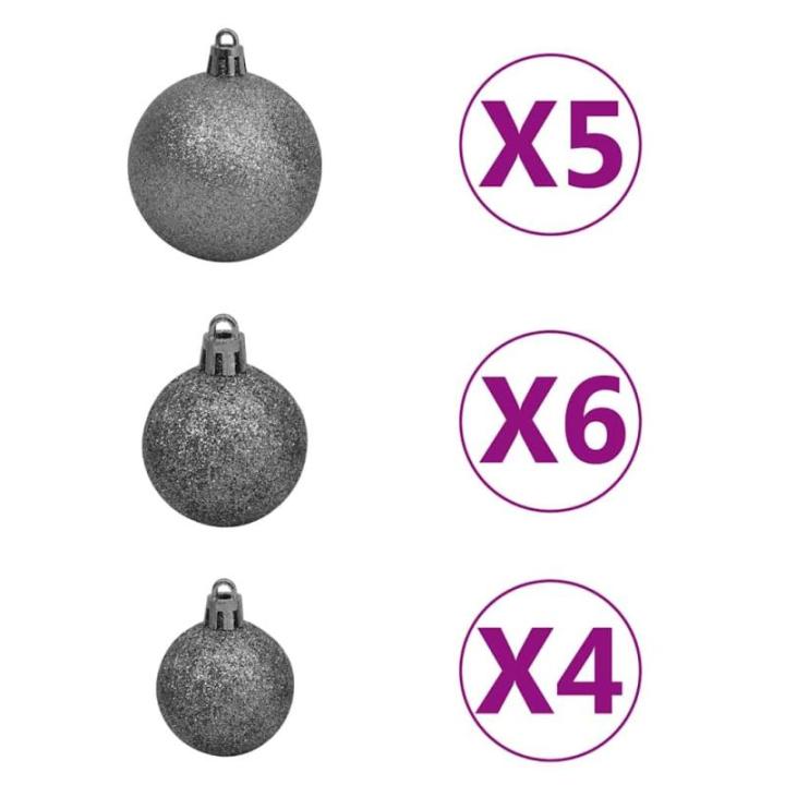 Künstlicher Halb-Weihnachtsbaum Beleuchtung Kugeln Grün 150 cmGrün und grau