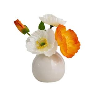 Kunstblumen Künstliche Blumen mit Kleiner Keramikvase，Dekoration für Tisch Home Party Büro Arrangements（runde Keramikvase） für jeden Anlass