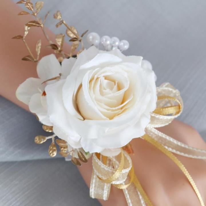 Stück Elegante Boutonniere/Armbänder mit Kunstrosen, stilvolle Accessoires für Brautpartys, Elegante Verzierungen für die Hochzeit