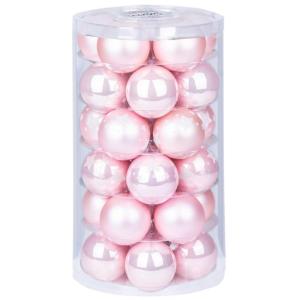 Inge Glazen , mooie van glas, 30 ballen in doos, kerstboomversiering, kerstboomballen (Lovely Magnolia sterren, roze)