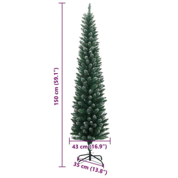 Kunstkerstboom, slank, dennenboom, kerstboom, oncht, kerstdecoratie met 150 leds, 150 cm