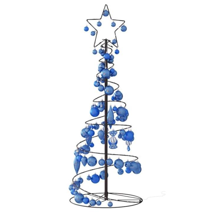 Kerstboom kegelvorm met ballen 80 leds warm wit 120 cm