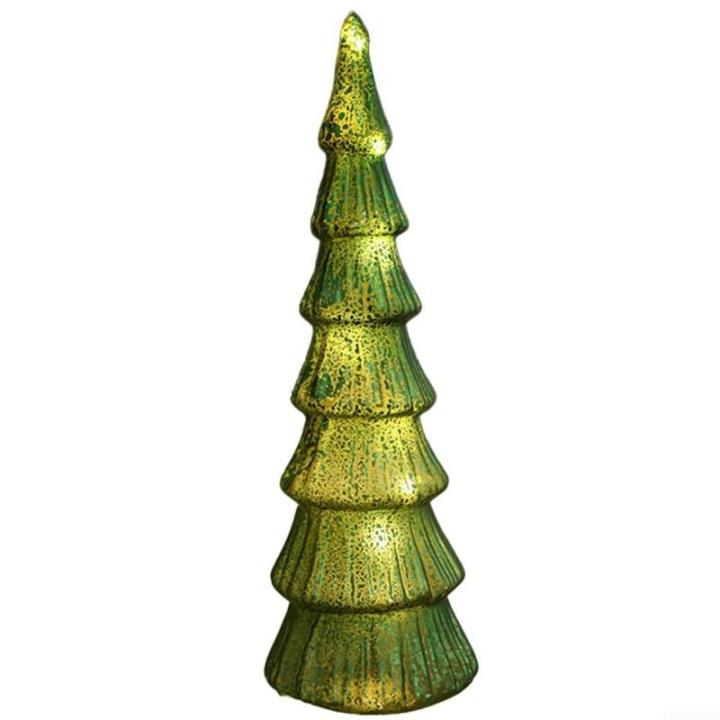 Exquisiter Glas-Weihnachtsbaum mit Lichtern Glas-Weihnachtsbaum mit Lichtern Tischdeko Weihnachtsbaum Leuchtturm Ornamente (E)