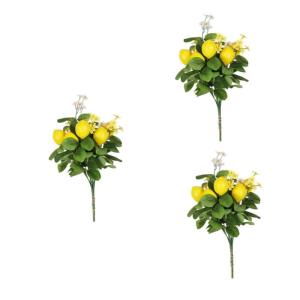 3st Zitronenstrauß Girlandenblatt Selber Machen Künstliche Zitronen Künstliche Bonsai-Pflanze Dekorativer Zitronenzweig Grüne Girlande Künstlicher Pflanzenstamm Schaum Yellow