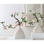 Kunstblumen Künstliche Pflaumenblüten, Pflaumenblüte im Zen-chinesischen Stil, für Heimtisch, Büro, Party, Dekoration (weiße weiße Keramikvase) für jeden Anlass