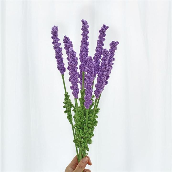 Handgemachte Häkelblumen Künstliche Wolle Gestrickte Blumen Stricken Gefälschte Lavendel