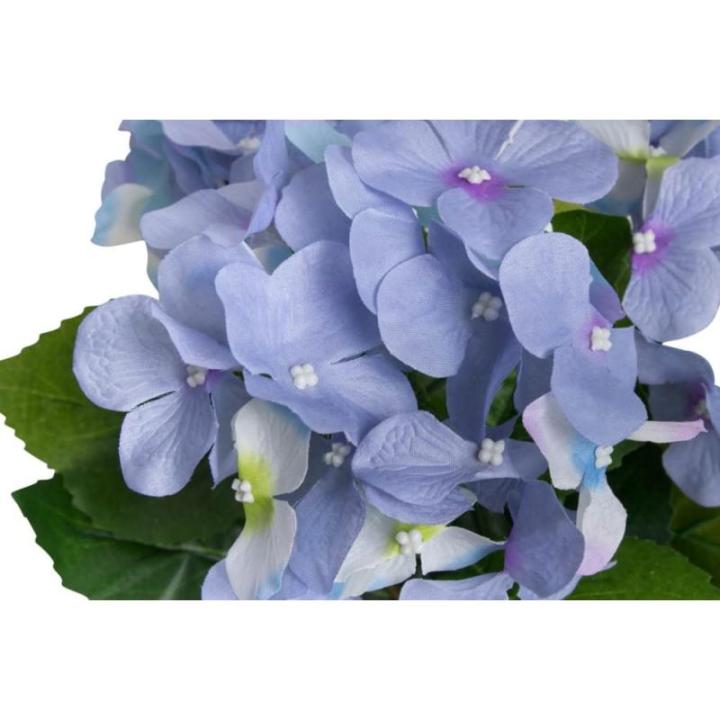 kunstmatige hortensia / kunstmatige hortensia struik in zwarte plastic pot, kleur: lichtblauw
