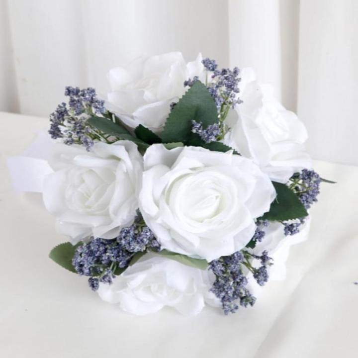 Braut Hochzeit Blume Seide Rosen Hand Bouquet Zubehör Frauen Party Dekoration