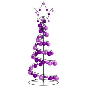 Kerstboom kegelvorm met ballen 80 leds warm wit 120 cm