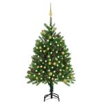 Künstlicher Weihnachtsbaum mit Beleuchtung & Kugeln mit LED Beleuchtung 120 cm Grün