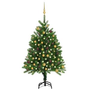 Künstlicher Weihnachtsbaum mit Beleuchtung & Kugeln mit LED Beleuchtung 120 cm Grün