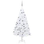 Kunstkerstboom met verlichting en ballen, dennenboom, kerstboom, decoratieve boom, kunstboom, kerstdecoratie, kerstdecoratie, kerstsfeer, kerstdecoraties, wit, 120 cm