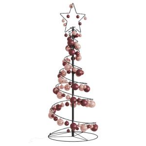 Kerstboom kegelvorm met ballen 80 leds warm wit 120 cm