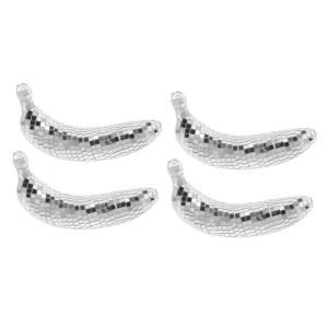 4 Stück Disco-Banane Gefälschte Banane Reflektierendes Disco-Ornament Reflektierende Discokugel Hängende Discokugel Bühnenbeleuchtungskugel Bananenverzierung Bananenfigur Glas