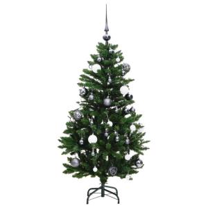 Künstlicher Weihnachtsbaum Klappbar Christbaum Kunstbaum Weihnachten Dekobaum Künstlicher Weihnachtsbaum Tannenbaum Weihnachtsdeko 150 LEDs & Kugeln Grün 120 cm
