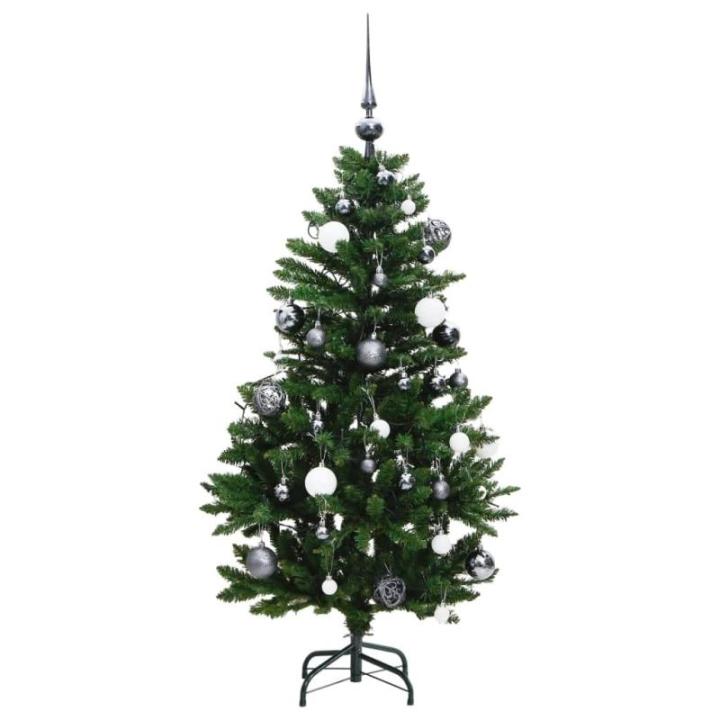 Künstlicher Weihnachtsbaum Klappbar Christbaum Kunstbaum Weihnachten Dekobaum Künstlicher Weihnachtsbaum Tannenbaum Weihnachtsdeko 150 LEDs & Kugeln Grün 120 cm