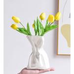 Kunstblumen Kunstblumen, künstliche Tulpen mit Keramikvase, gelbe Tulpen, echtes Blumenarrangement, Hochzeitsdekoration für jeden Anlass