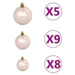 Künstlicher Weihnachtsbaum mit Beleuchtung & Kugeln Christbaum Tannenbaum Kunstbaum Weihnachten Künstlicher Weihnachtsbaum für Weihnachtsdeko150 cm Grün Rosa