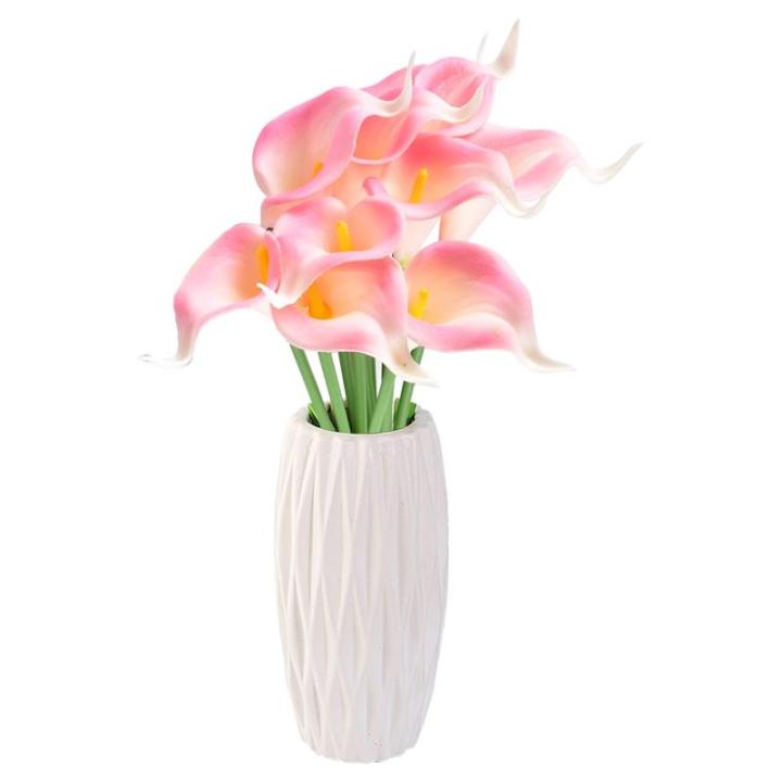 Künstliche Blumen, Künstliche Calla-Lilien-Blume, 10 Stück, fühlt Sich echt an, Seide, Blumen mit langem Stiel, Blumenstrauß, Großdekor(Pink)