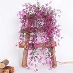 2Pcs Rose Red Fake Plants Plastic Plants Artificial Ivy Vine Outdoor Artificial Plant Artificial Hanging Plants for Indoor Outdoor Wedding Party Home Garden Wall Decoration