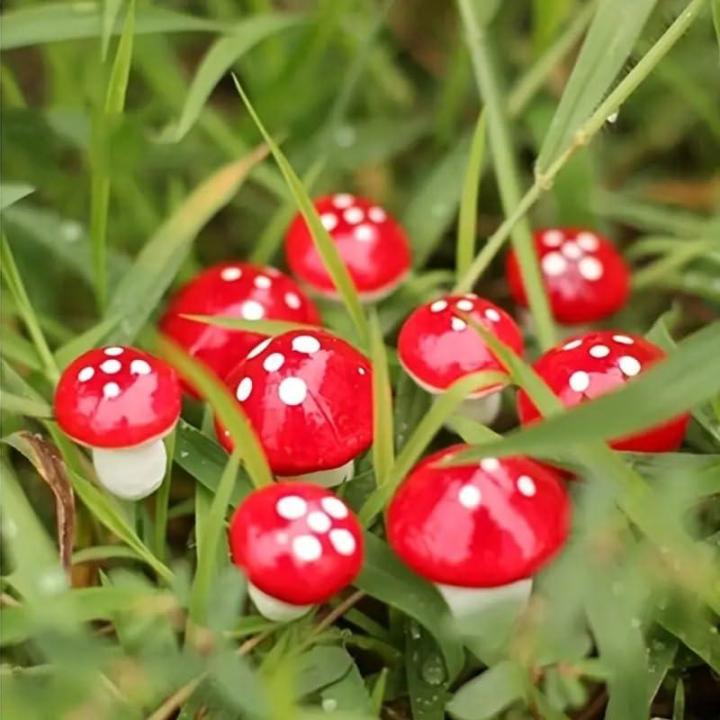 Decoratieve vliegenzwammen op de Drath, 35 stuks (20 mm) paddenstoelen, mini-paddenstoelen om te knutselen, decoratie als tafeldecoratie voor bruiloft, kinderverjaardag, miniatuur 