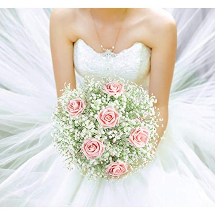 , 53 cm, gypsophila, echte aanraking, boeketten voor bruiloft of thuis DIY doe-het-zelf decoratie, 24 stuks