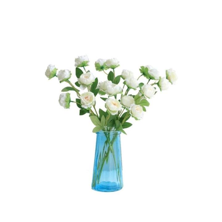 Kunstblumen Simulation Pfingstrosenblume in Vase, Kunstseidenblumen für Hausgarten, Terrasse, mehrfarbige Mittelstückdekoration für jeden Anlass