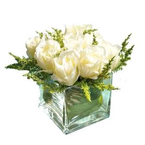 Kunstblumen Künstliche Blumen mit Glasvase, realistische Rosen, Seidenblumenarrangements, gefälschte Bonsai-Pflanzen für die Hochzeitsfeier zu Hause für jeden Anlass