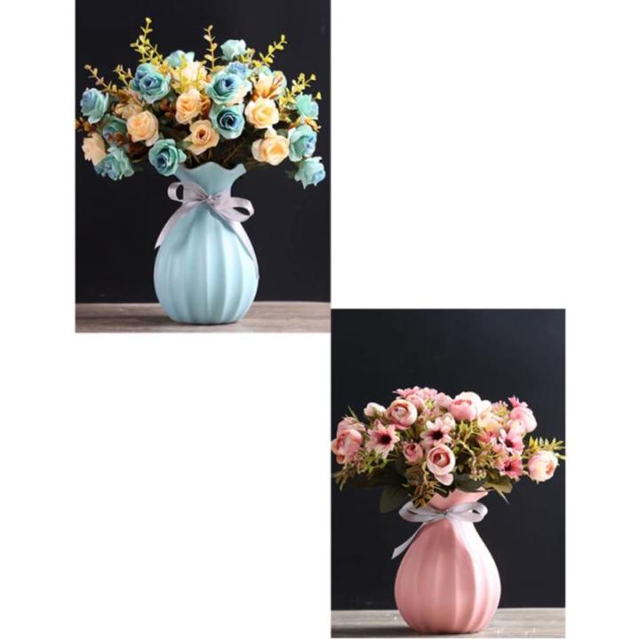 Kunstblumen Künstliche Rosen, kreative Mode, modernes Wohnzimmer, Esstisch, Fernsehschrank, getrocknete Blumen, Blumenarrangement (Keramikvasen). für jeden Anlass