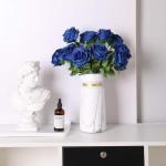 Kunstmatige Zijde Roos Bloem Enkele Stam Levensechte Nep Roos voor Bruiloft Boeket Bloemenarrangementen Huis Feest Bloemstuk Decoratie, 10 stuks (Blauw)