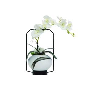 Kunstblumen Künstliche Blumen für den Innenbereich, Phalaenopsis mit Keramik-Tintenvase, Arrangement Bonsai für Zuhause, dekorativ, Wohnzimmer, Büro für jeden Anlass