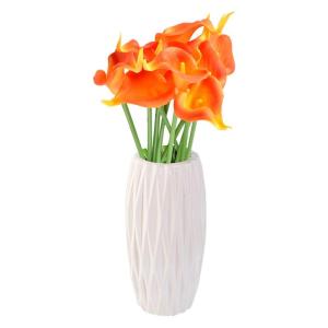 Künstliche Blumen, Künstliche Calla-Lilien-Blume, 10 Stück, fühlt Sich echt an, Seide, Blumen mit langem Stiel, Blumenstrauß, Großdekor(Orange)