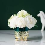 Kunstblumen Künstliche Blumen mit Vase, künstliche Blumen im Keramiktopf, Simulationsblume, Tischdekoration, Zubehör, künstliche Pflanze für jeden Anlass