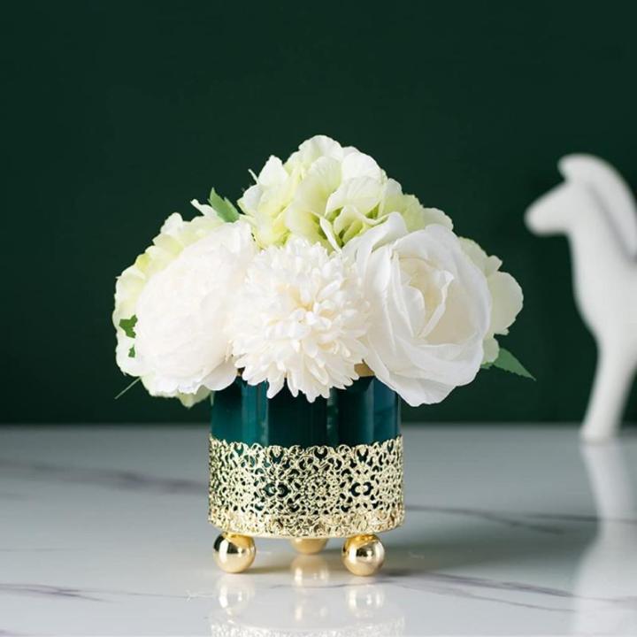 Kunstblumen Künstliche Blumen mit Vase, künstliche Blumen im Keramiktopf, Simulationsblume, Tischdekoration, Zubehör, künstliche Pflanze für jeden Anlass