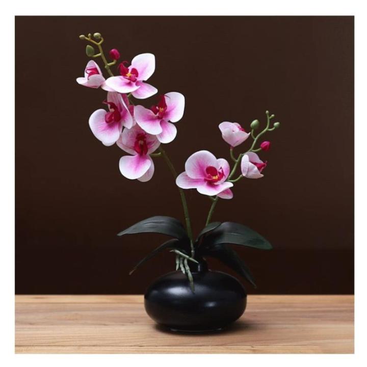 Kunstblumen Phalaenopsis-Kunstblumen-Arrangement mit Keramiktopf, künstliche Blumen, Seiden-Orchideen-Blume für den Tisch im Wohnzimmer für jeden Anlass