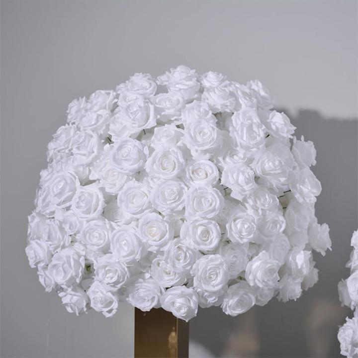 Reine weiße Rose Blume Kugeln, gefälschte Blumen Rosen Kugeln, künstliche Florale Kugel für Mittelstücke Tische, Party, Valentinstag (40cm)