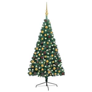 Künstlicher Halb-Weihnachtsbaum Beleuchtung Kugeln Grün 210 cmGün und Golden