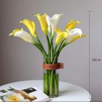 Kunstblumen Künstliche Blumen im Topf – Faux Calla Lily Blumen Grünpflanzen mit Glasvase für Heimdekoration, Hochzeitstisch für jeden Anlass