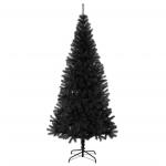 Kunstkerstboom met standaard, 180 cm hoog, kerstdecoratie, hoge kunstdennenboom, pvc en staal, zwart