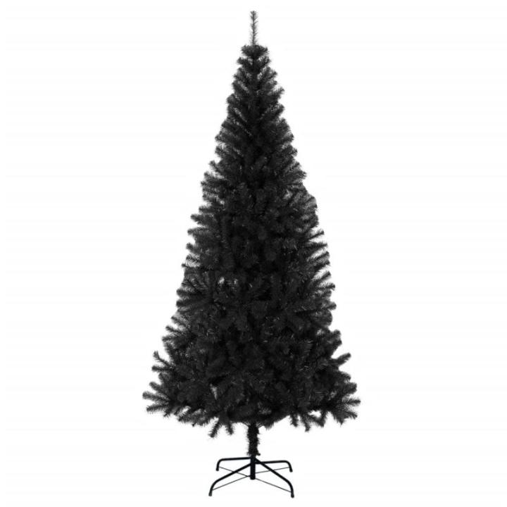 Kunstkerstboom met standaard, 180 cm hoog, kerstdecoratie, hoge kunstdennenboom, pvc en staal, zwart