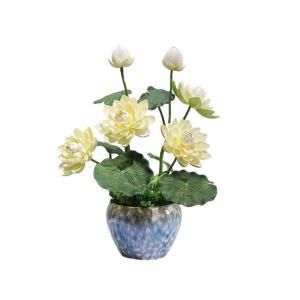 Kunstblumen Künstliches Blumen-Set, Kunstblumen mit Pflanzgefäß, Lotus-Kunstblume im Topf, für Wohnzimmer, Tisch, Schreibtisch, Kunstdekoration für jeden Anlass