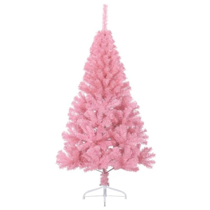 Wiederverwendbar Künstlicher Halb-Weihnachtsbaum mit Ständer 120 cm H Christmas Tree Weihnachtsbaum Home Tannenbaum Weihnachtsdeko Christbaum Kunstbaum PVC und Stahl Rosa