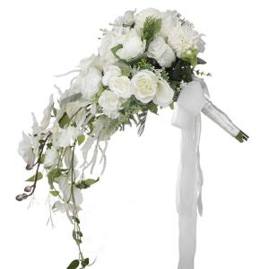Braut Brautjungfer Hochzeit Bouquet weiße Seide Rose Blumen Braut hält Blumen