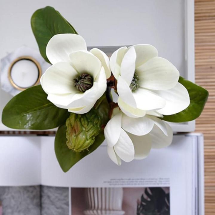 Kunstblumen Künstliche Magnolienblumen mit Vase, kleine künstliche Pflanzen im Innenbereich, Kunstpflanzen im Topf für Wohnkultur, Schlafzimmer, Badezimmer für jeden Anlass